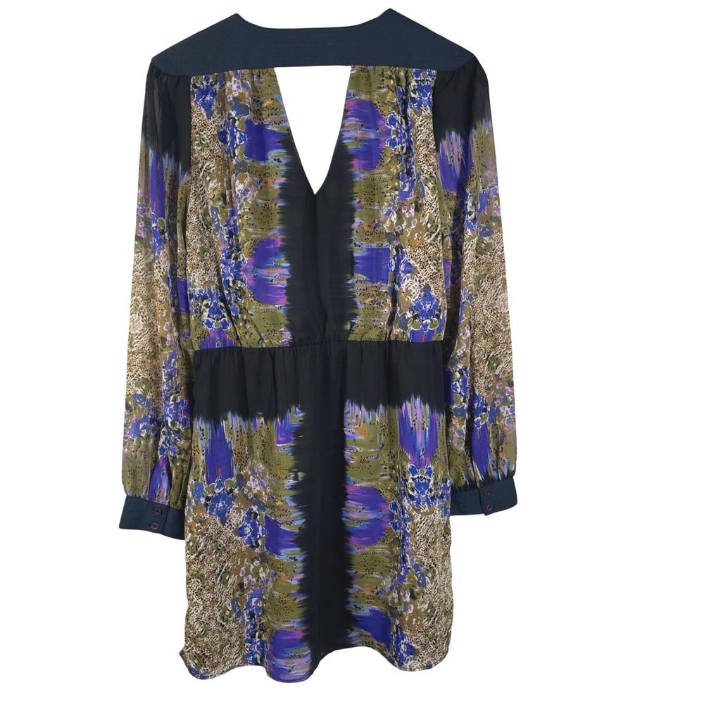 W118 by‎ Walter Baker Abstract Floral Long Sleeve Mini Dress Cut Out Size M - Picture 7 of 10